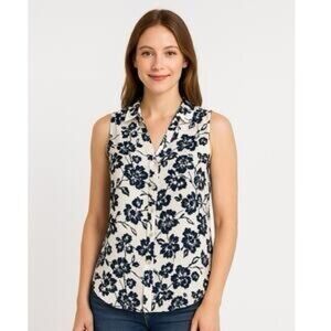 The Limited Ashton Black and White Floral Blouse